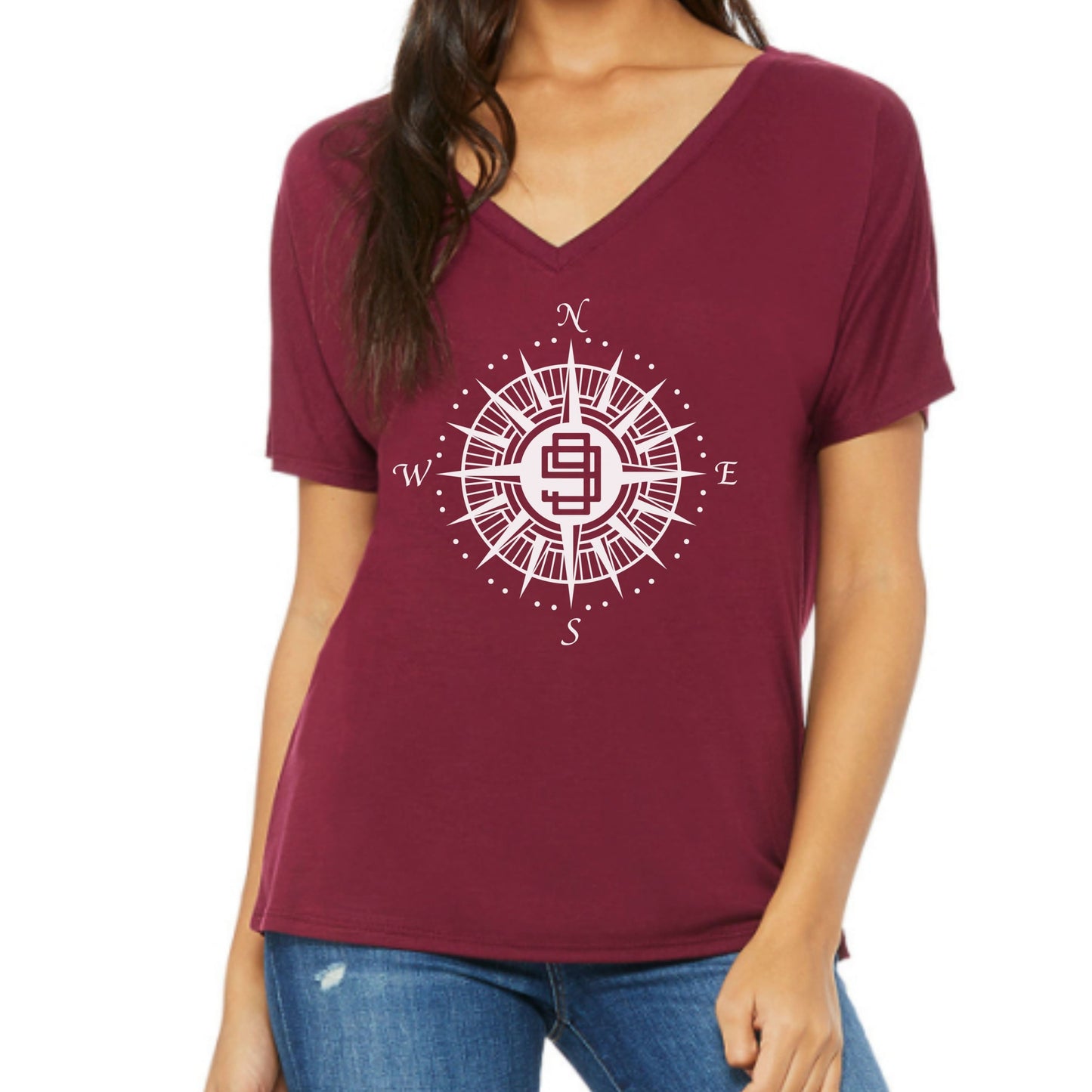 Ninety-Nines Compass Rose V-neck Relaxed Tee