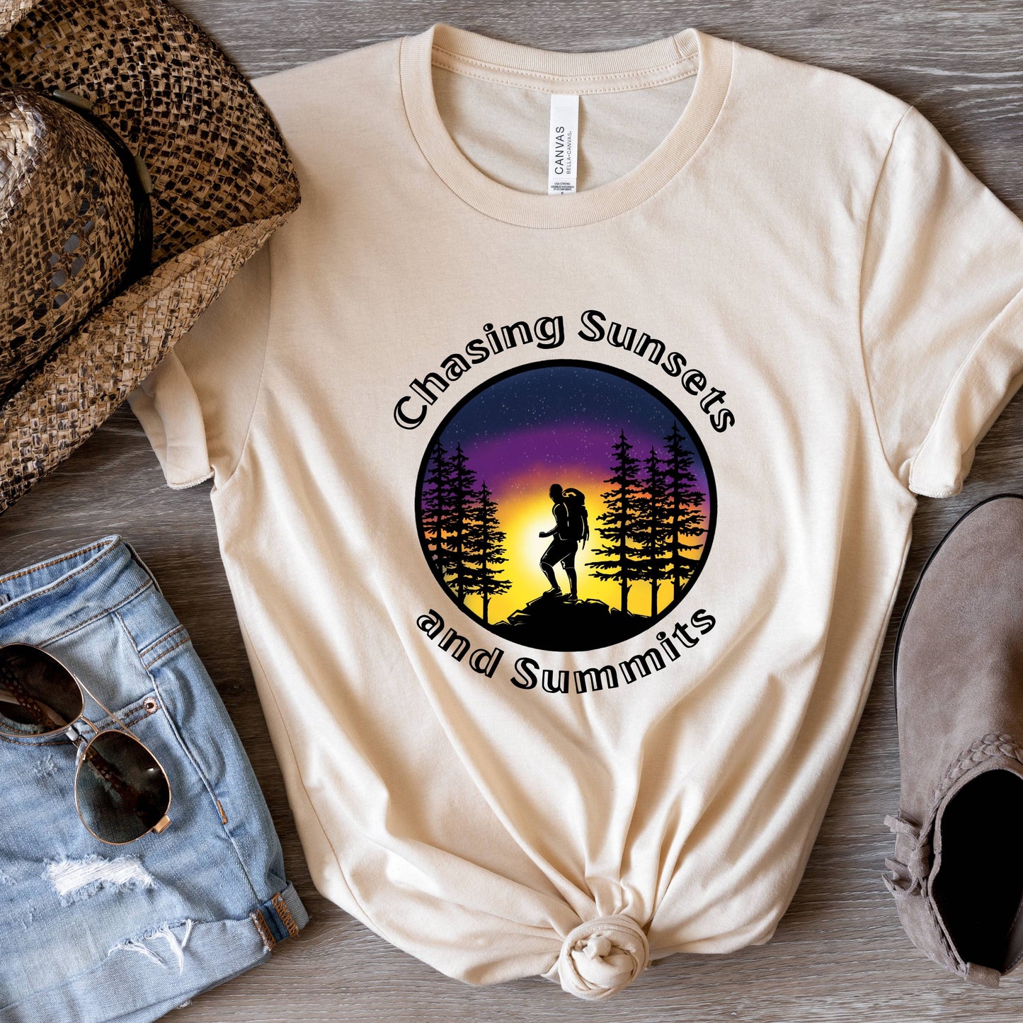 Chasing Sunsets and Summits Shirt Wilderness Tee Adventure Awaits Wanderer Camping Shirt Travel Gift Nature Lover Gift Explore Mountains Tee