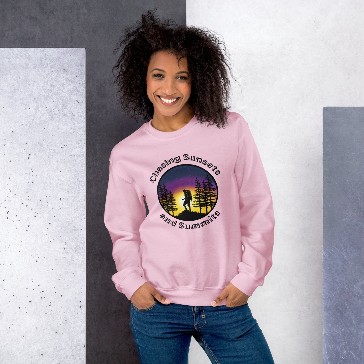 Chasing Sunsets and Summits Crewneck Sweatshirt