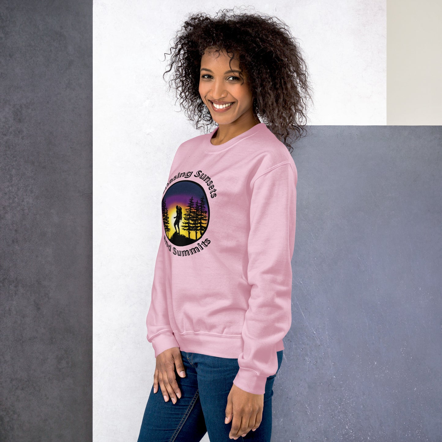 Chasing Sunsets and Summits Crewneck Sweatshirt