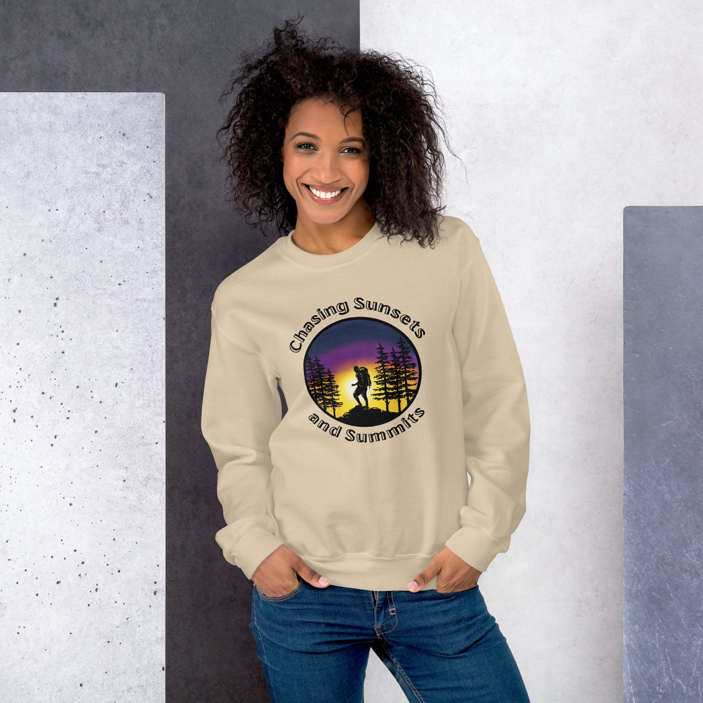 Chasing Sunsets and Summits Crewneck Sweatshirt