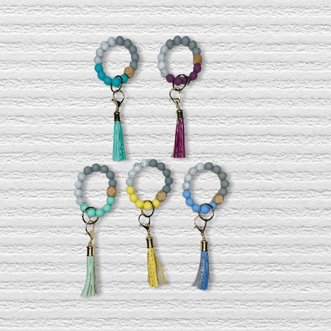Silicon Beaded Key Ring Bracelet
