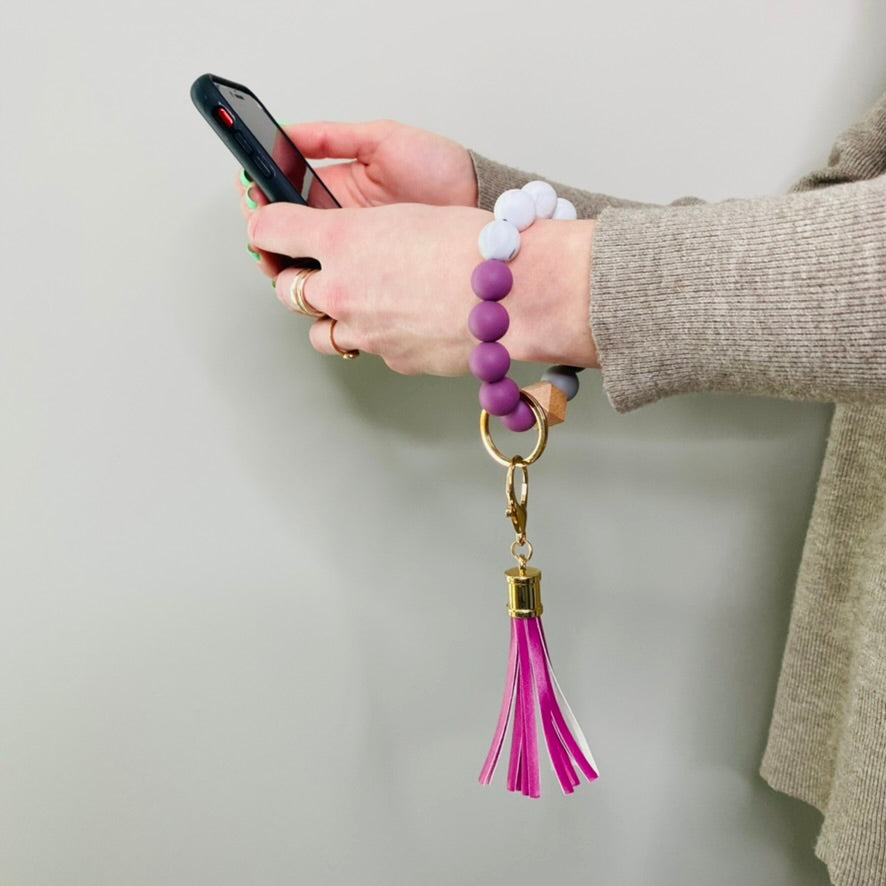 Silicon Beaded Key Ring Bracelet