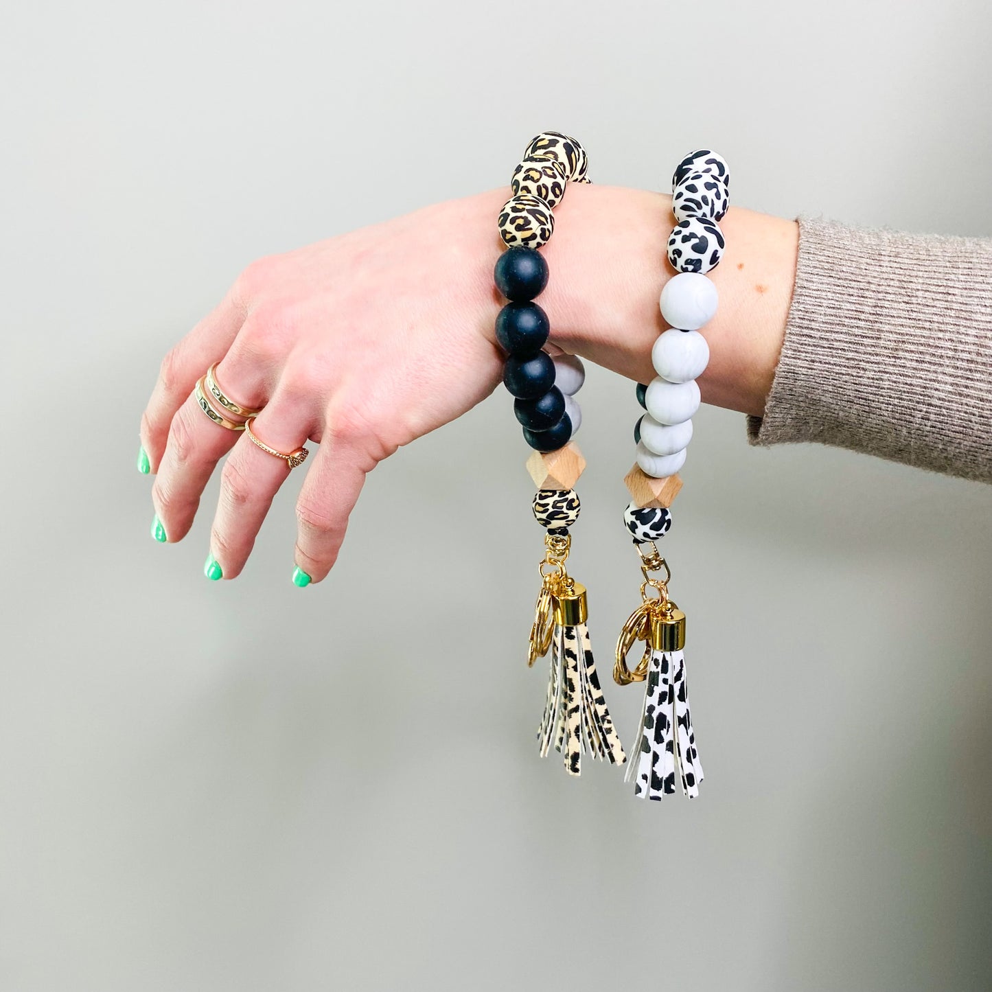 Silicon Beaded Key Ring Bracelet