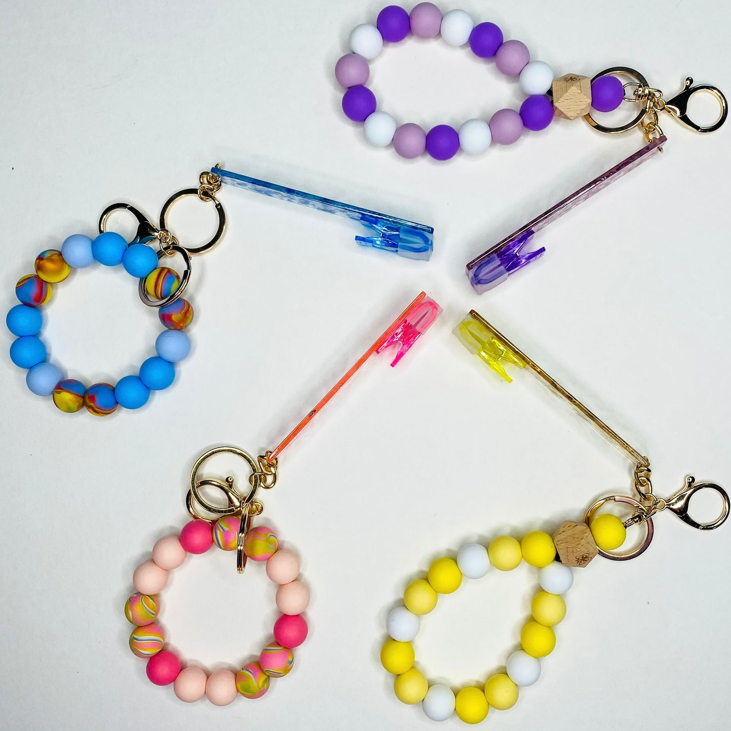 Silicon Beaded Card Picker Key Ring Bracelet