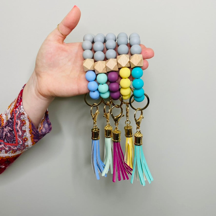 Silicon Beaded Key Ring Bracelet