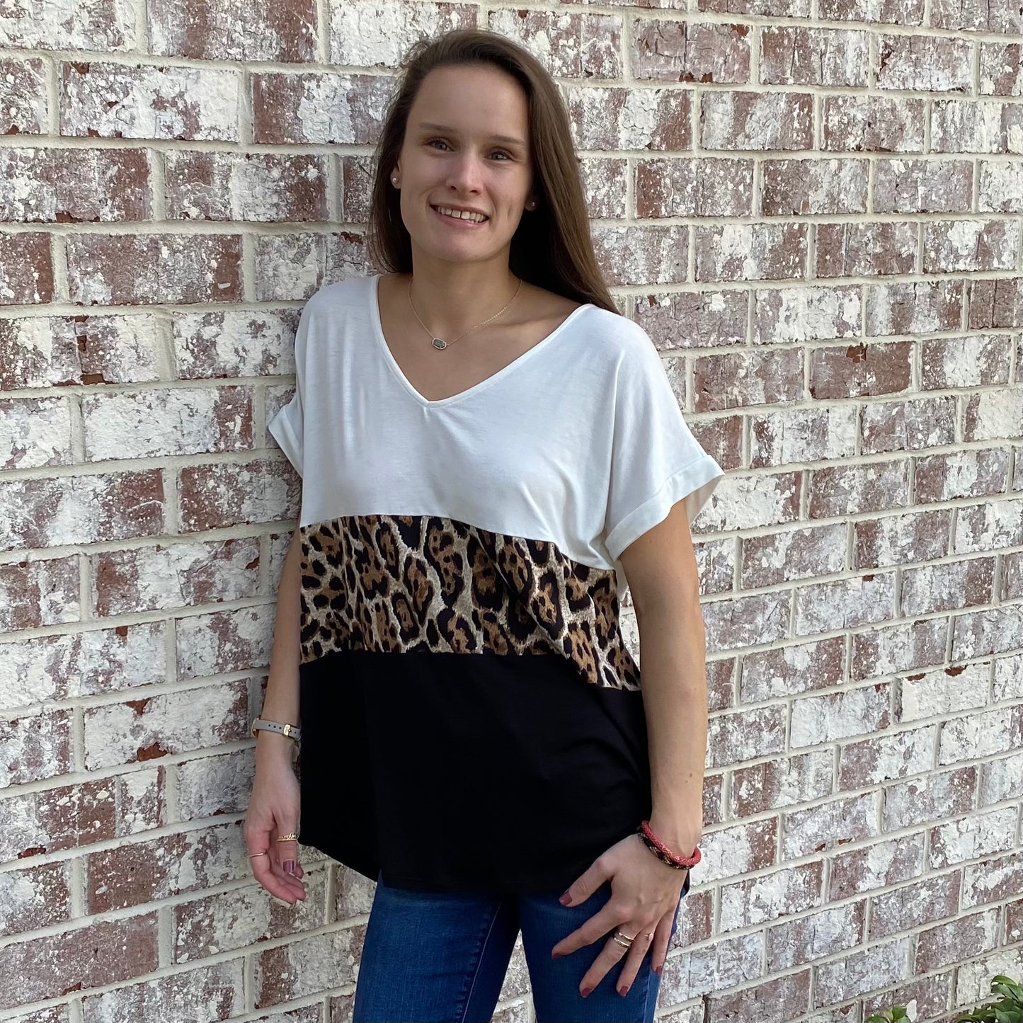 Color Block Animal Top