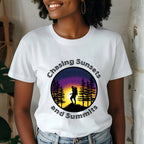 Chasing Sunsets and Summits Shirt Wilderness Tee Adventure Awaits Wanderer Camping Shirt Travel Gift Nature Lover Gift Explore Mountains Tee