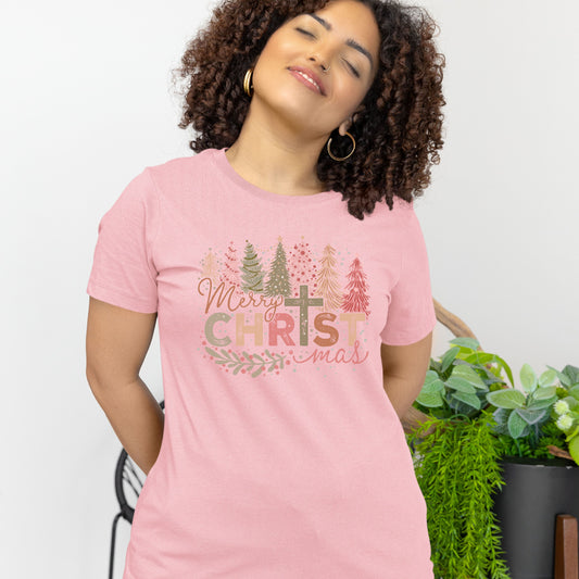 Christian Christmas Shirt Merry Christmas Tee Pink Christmas Tee Tis the Season Shirt