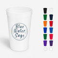 White cup with 'Blue Water Sage' text and small colorful cups on a white background