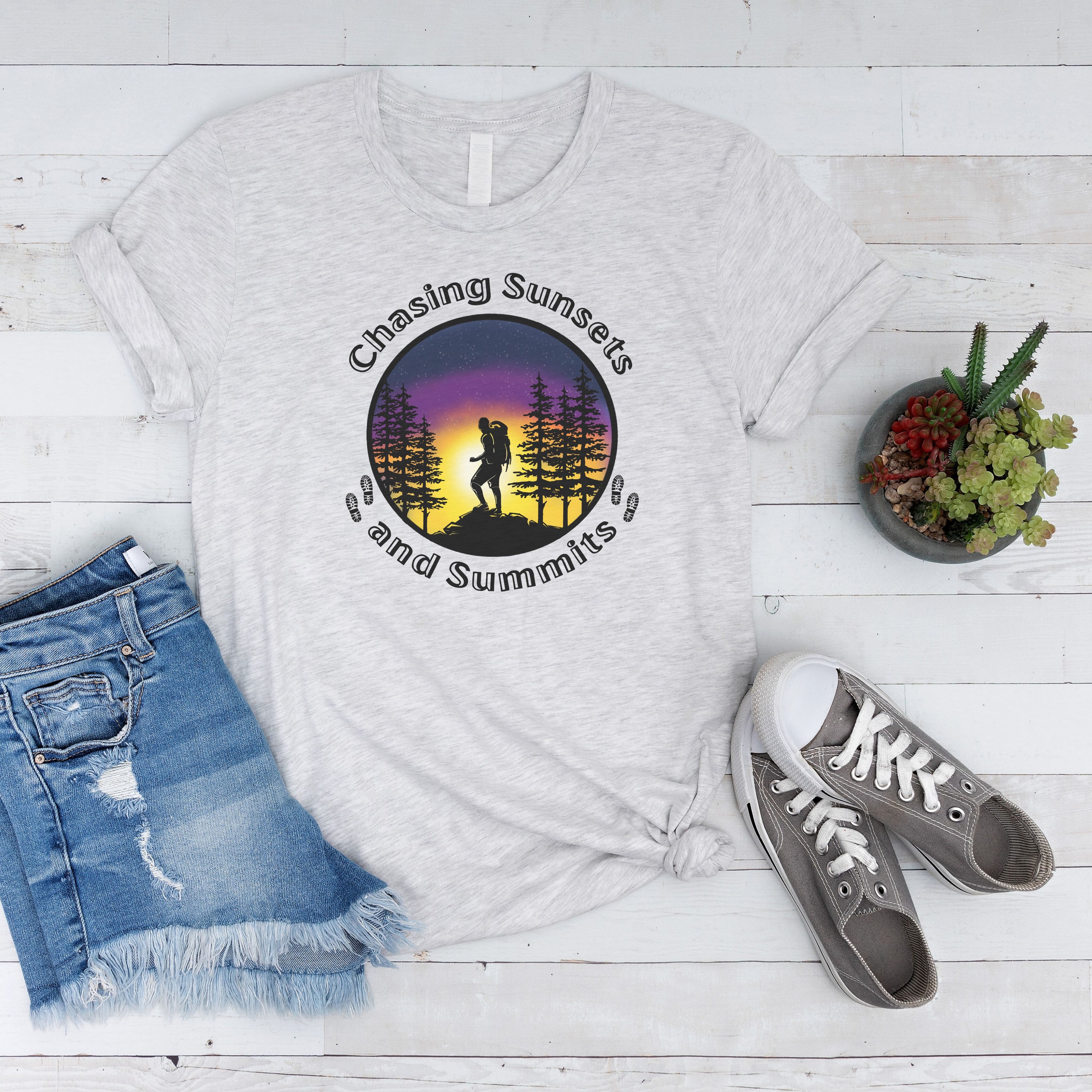 Chasing Sunsets and Summits Shirt Wilderness Tee Adventure Awaits Wanderer Camping Shirt Travel Gift Nature Lover Gift Explore Mountains Tee