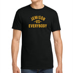 Jemison vs Everybody tee in black with gold print