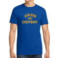 Model wearing royal blue Jemison vs Everybody tee