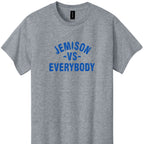 Jemison vs Everybody tee in sport grey with royal blue print