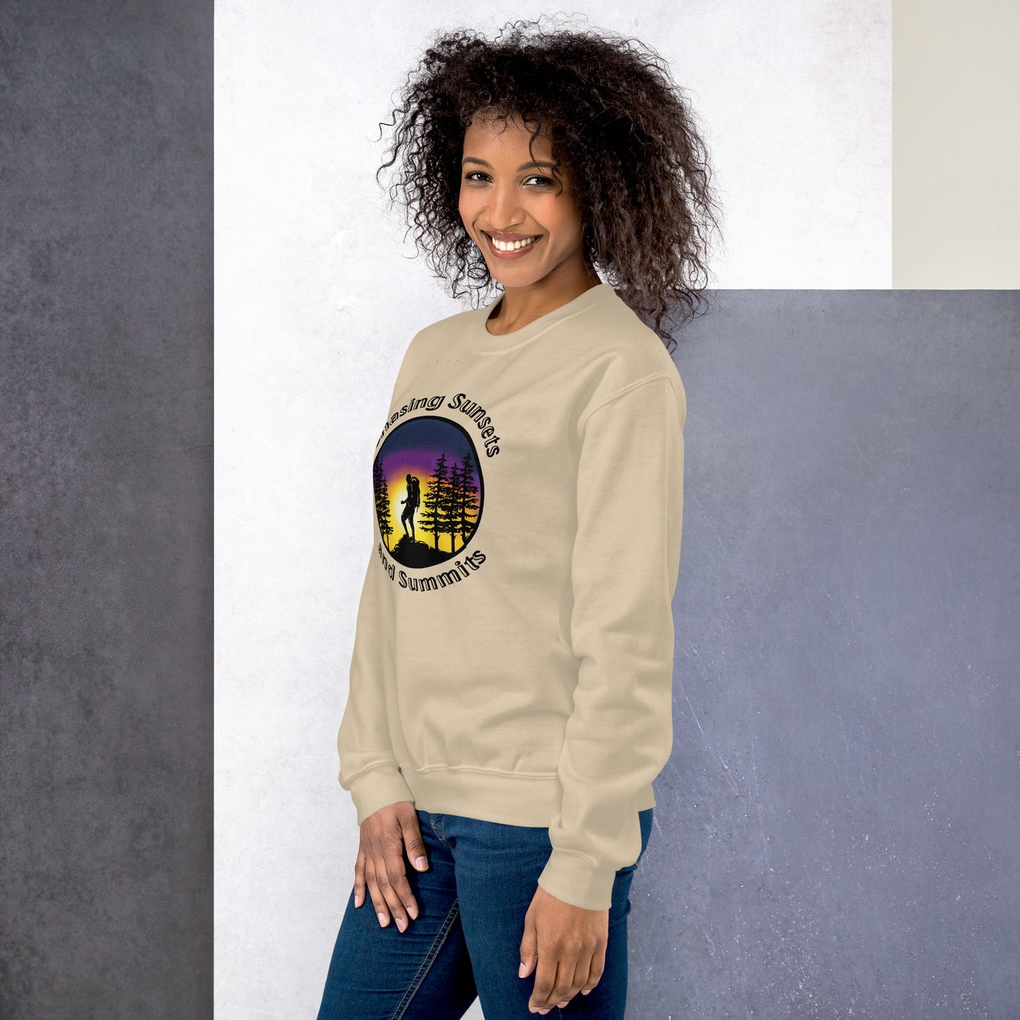 Chasing Sunsets and Summits Crewneck Sweatshirt