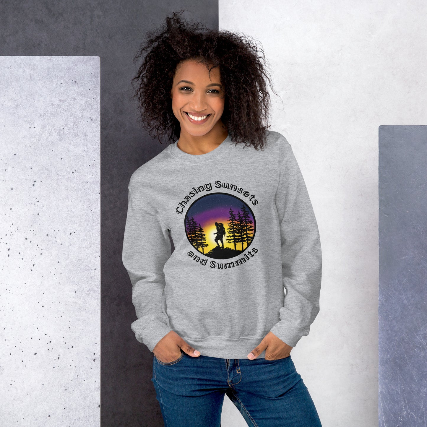 Chasing Sunsets and Summits Crewneck Sweatshirt