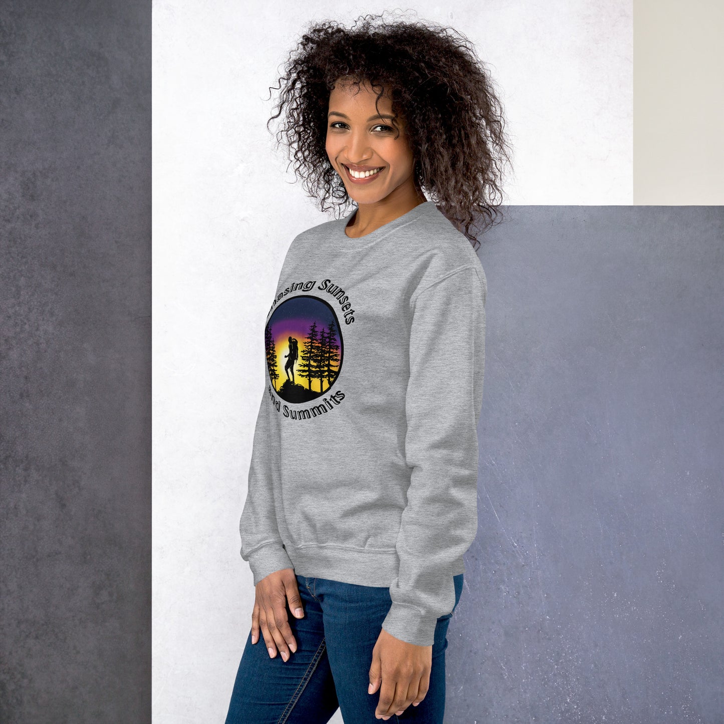 Chasing Sunsets and Summits Crewneck Sweatshirt