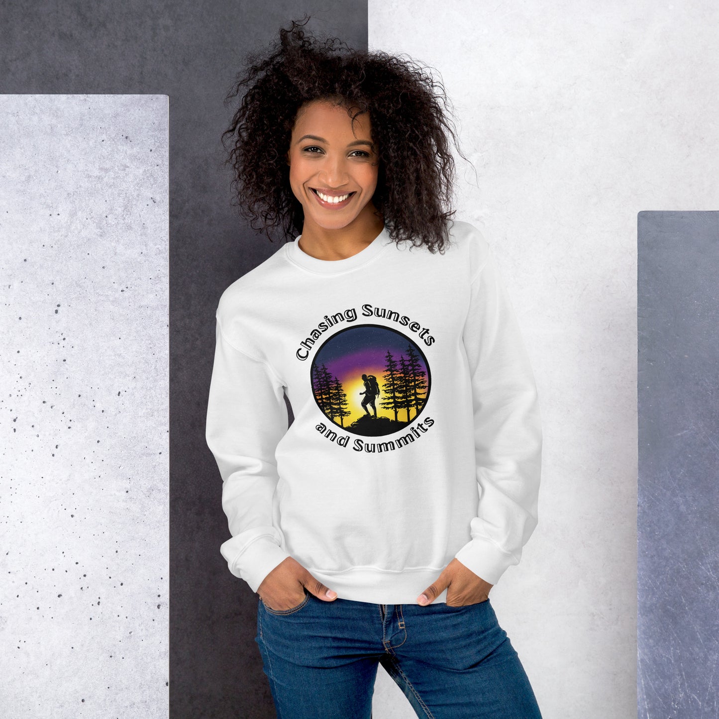 Chasing Sunsets and Summits Crewneck Sweatshirt