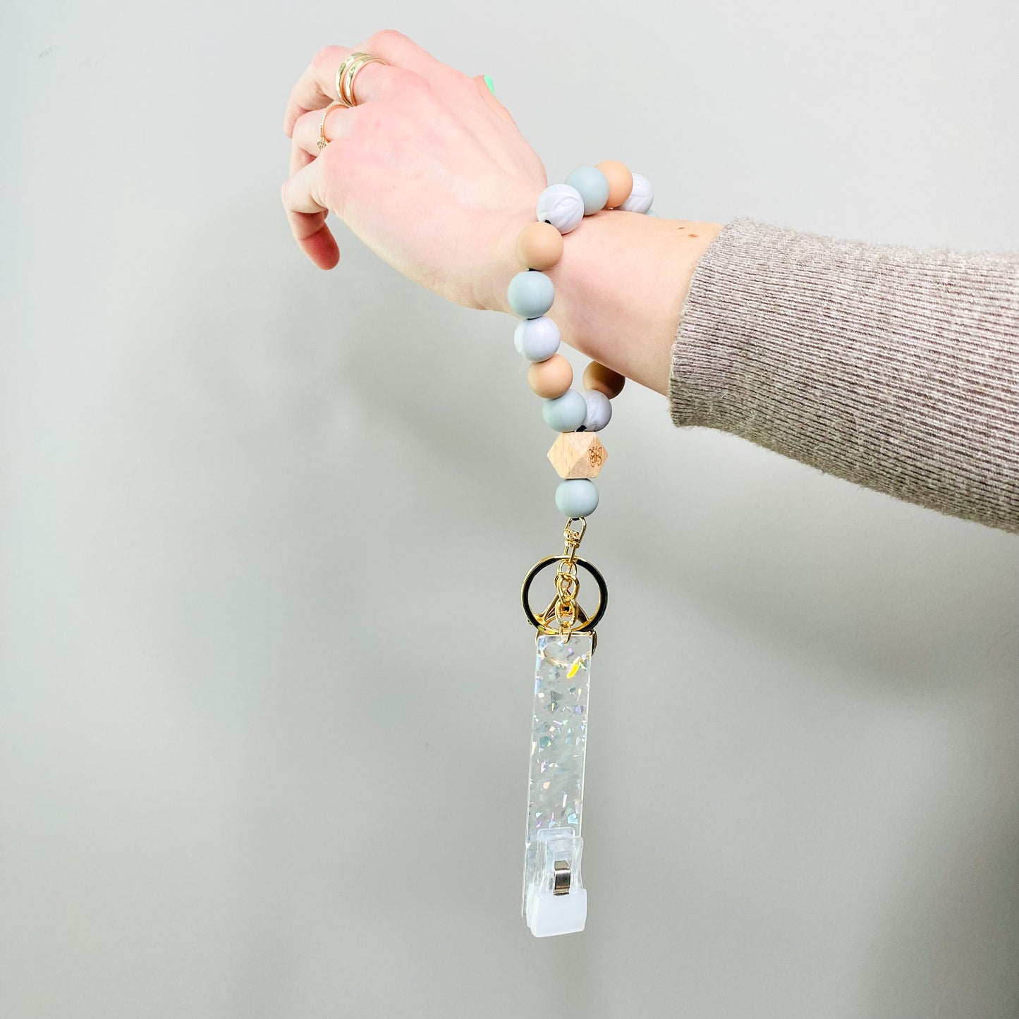 Silicon Beaded  Card Picker Key Ring Bracelet