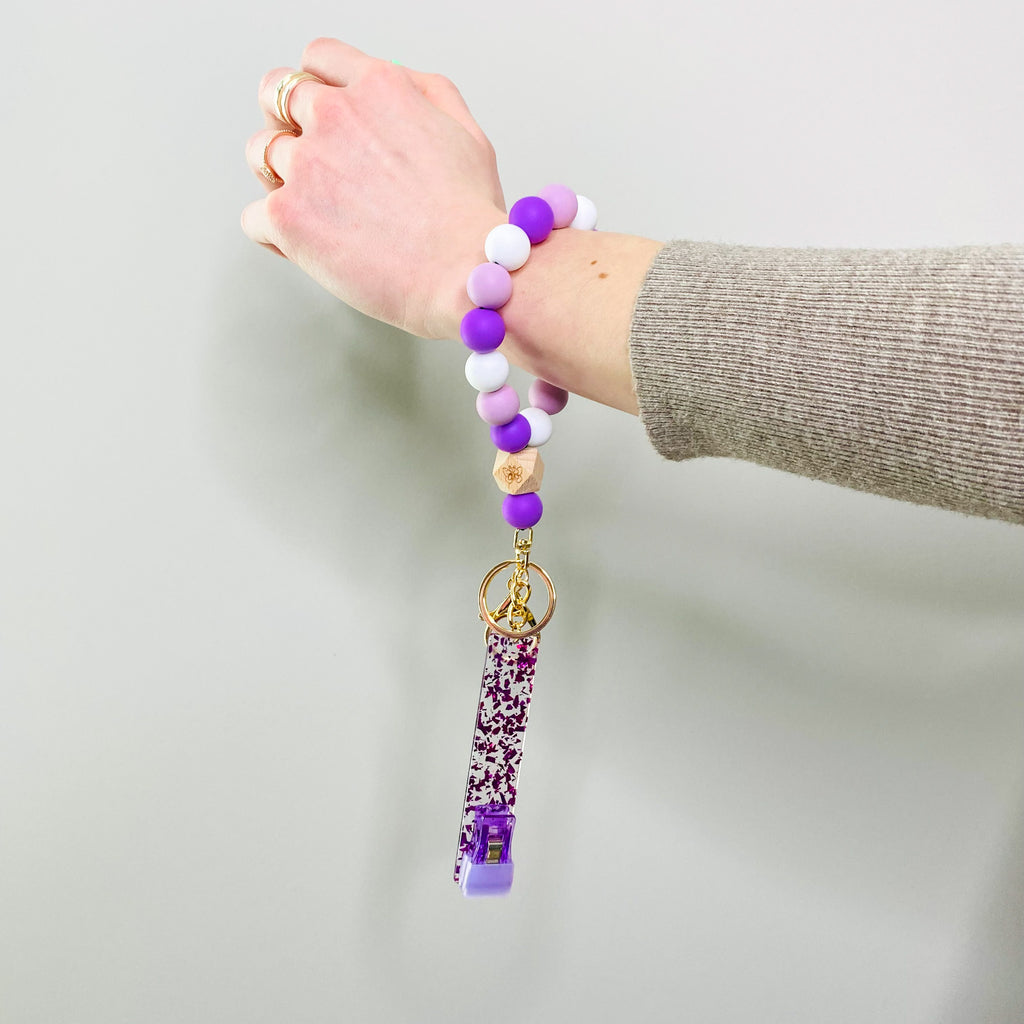 Silicon Beaded  Card Picker Key Ring Bracelet