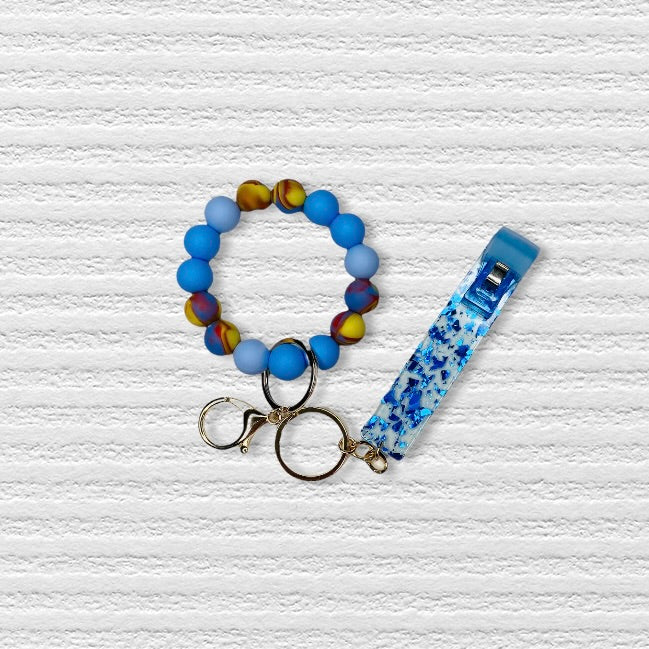 Silicon Beaded  Card Picker Key Ring Bracelet