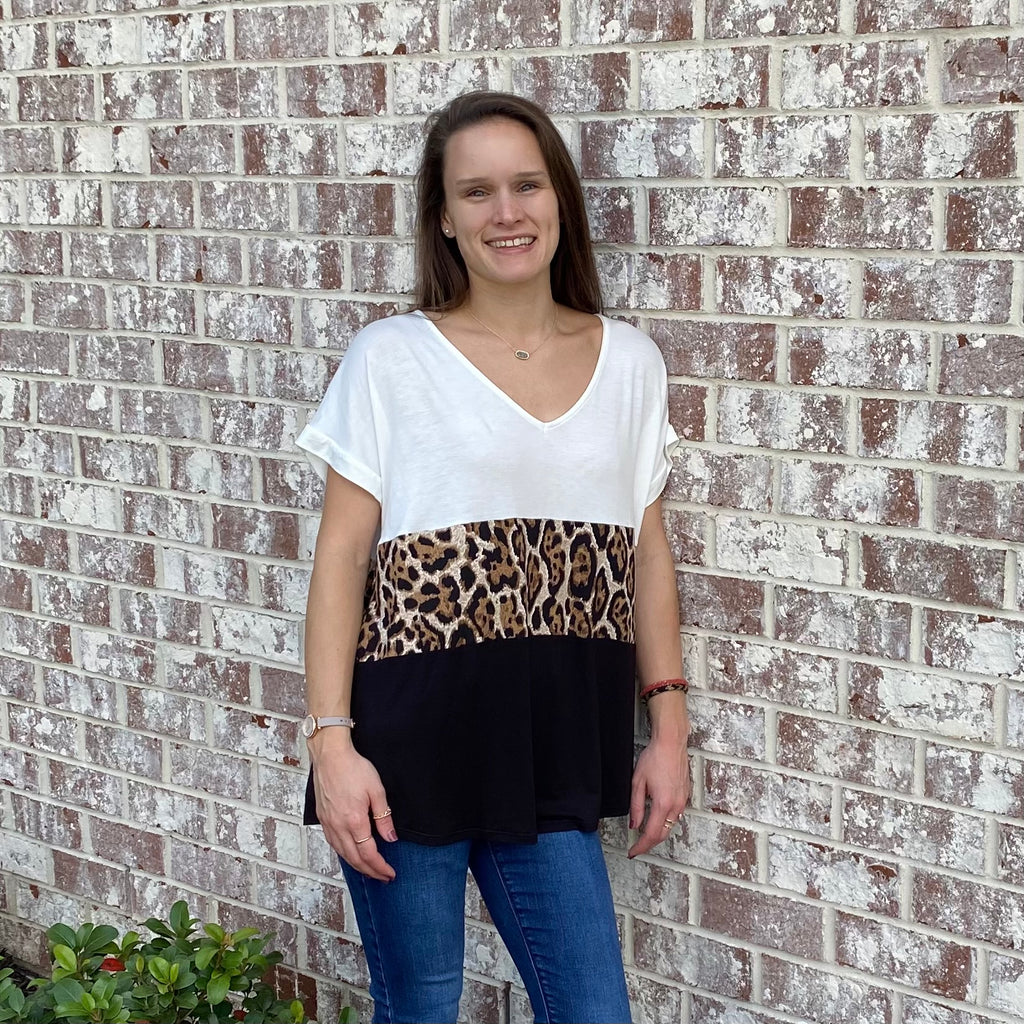 Color Block Animal Top