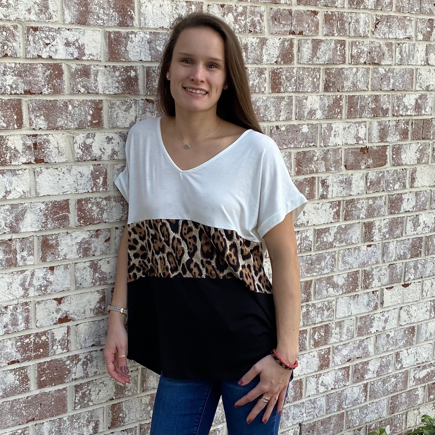 Color Block Animal Top