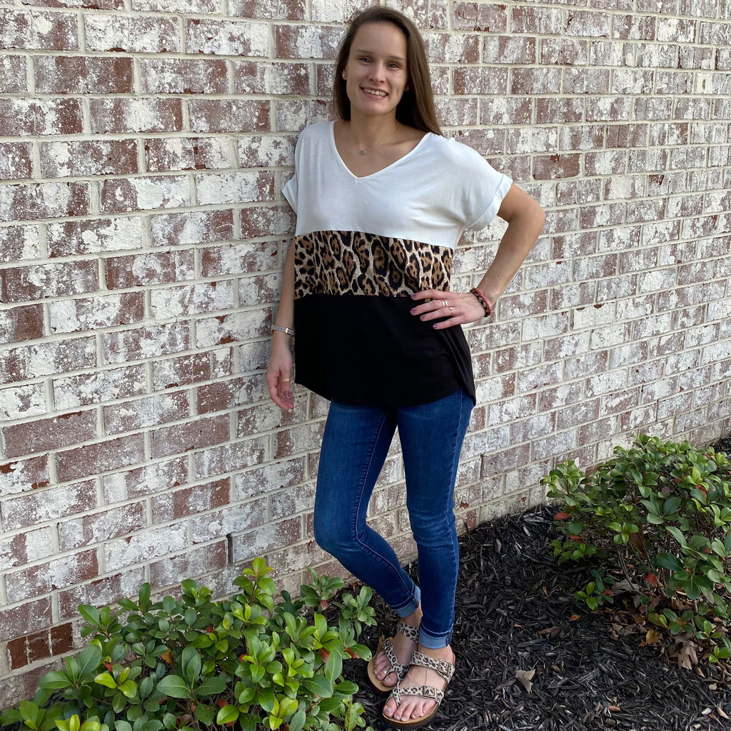 Color Block Animal Top